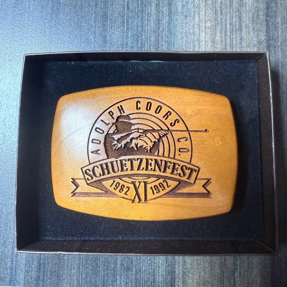 Adolph Coors Schuetzenfest Belt Buckle Herrett's Twin Falls Idaho 1982-1992‎